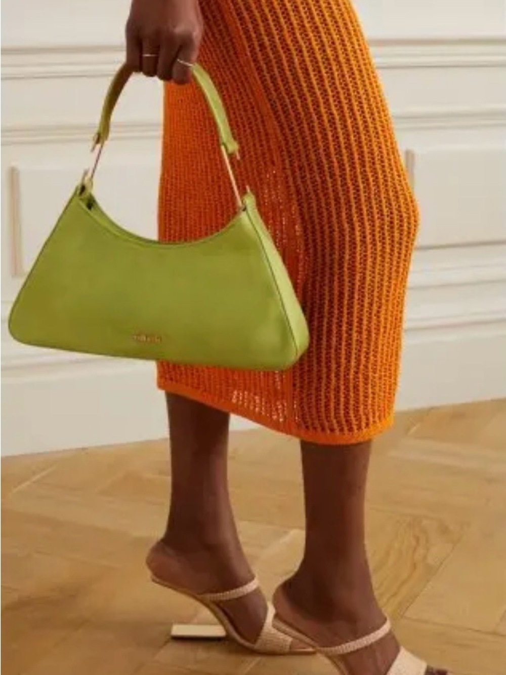 Cult Gaia Aliza Lime Green Suede Leather Shoulder Bag Gold Hardware - Picture 13 of 16